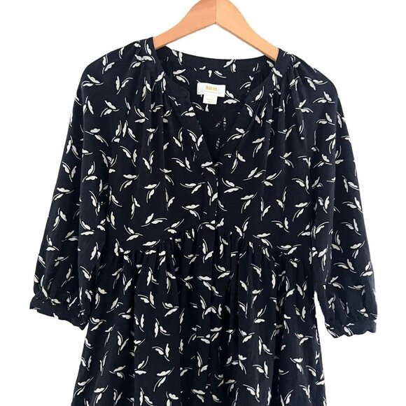 Anthropologie Maeve Winona Babydoll Tunic Top Black White Cotton 3/4 Sleeve Sz S - Picture 4 of 14